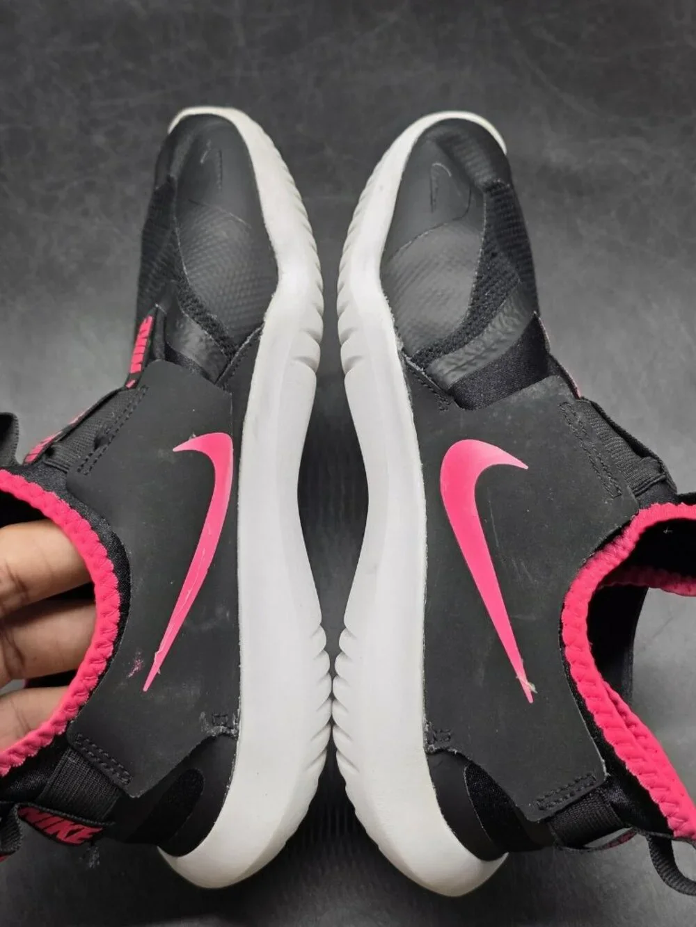 Nike Flex Runner Shoes Youth 6Y Black Pink Slip On Running AT4662-006 Stains